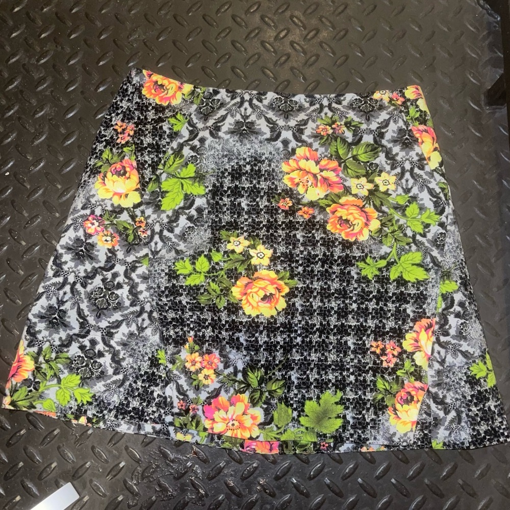 top shop neon floral mini skirt